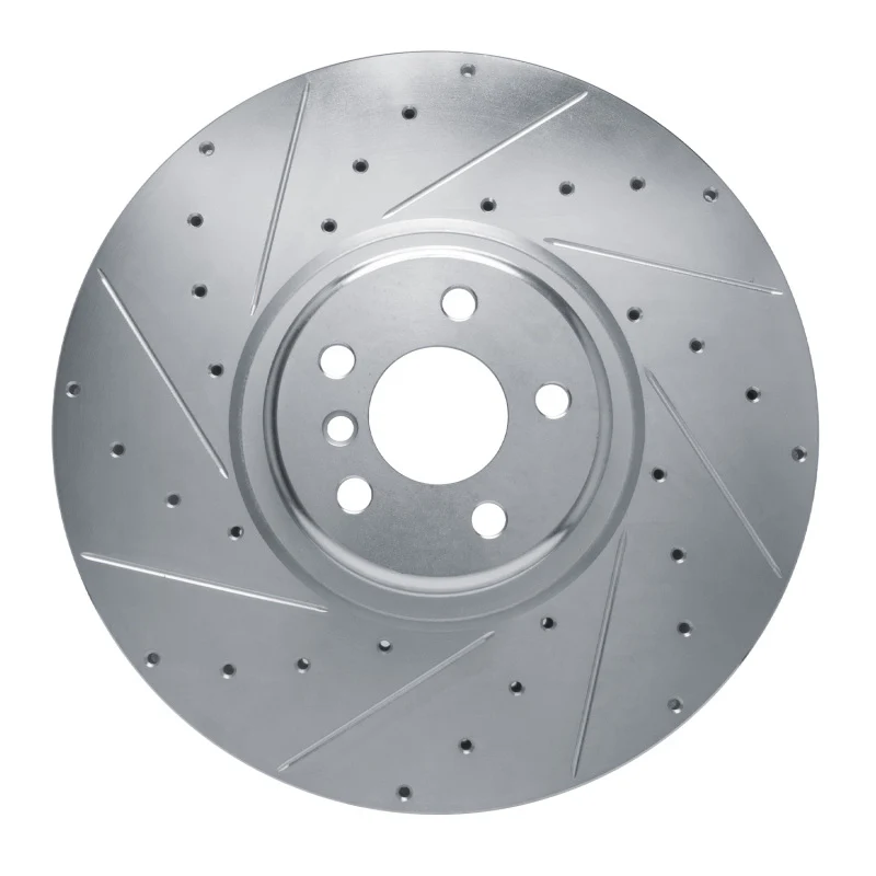 R1 17-25 BMW X6 Left Front Drilled & Slotted Silver Brake Rotor