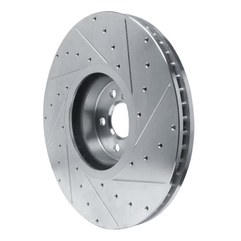 R1 17-25 BMW X6 Left Front Drilled & Slotted Silver Brake Rotor - Image 4