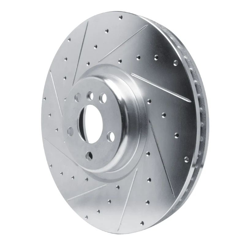 R1 17-25 BMW X6 Left Front Drilled & Slotted Silver Brake Rotor - Image 5