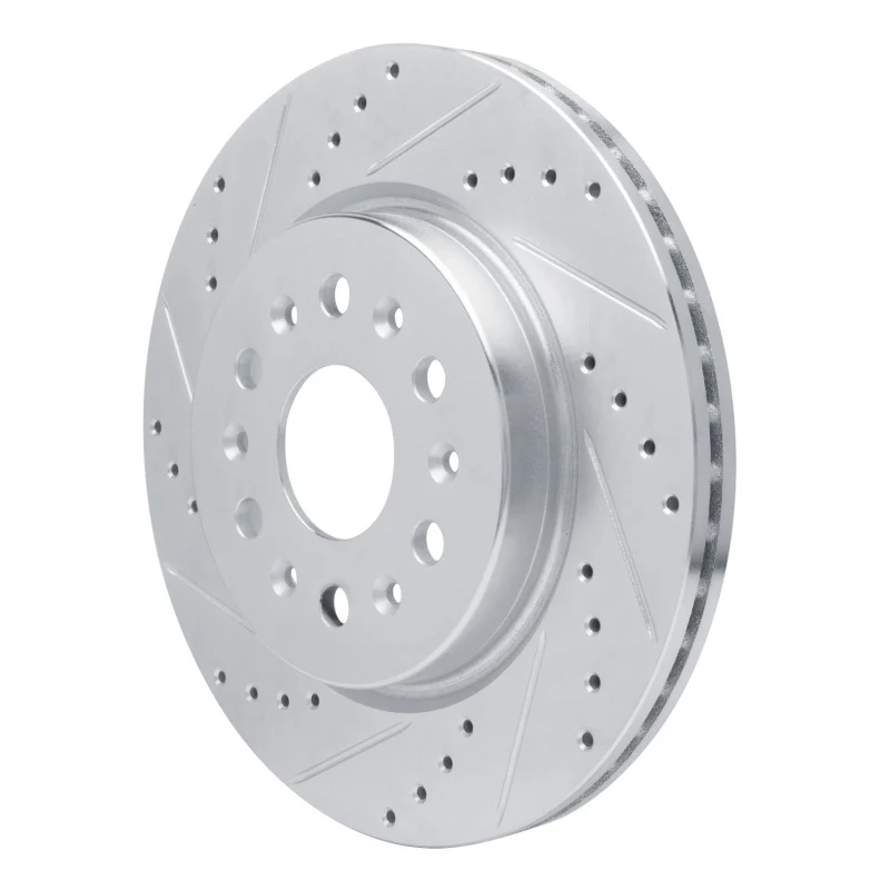 R1 17-25 Buick Enclave Rear Left Drilled & Slotted Silver Brake Rotor - Image 3
