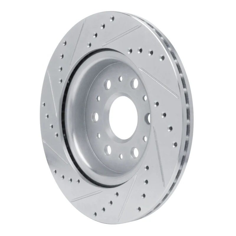 R1 17-25 Buick Enclave Rear Right Drilled & Slotted Silver Brake Rotor - Image 2