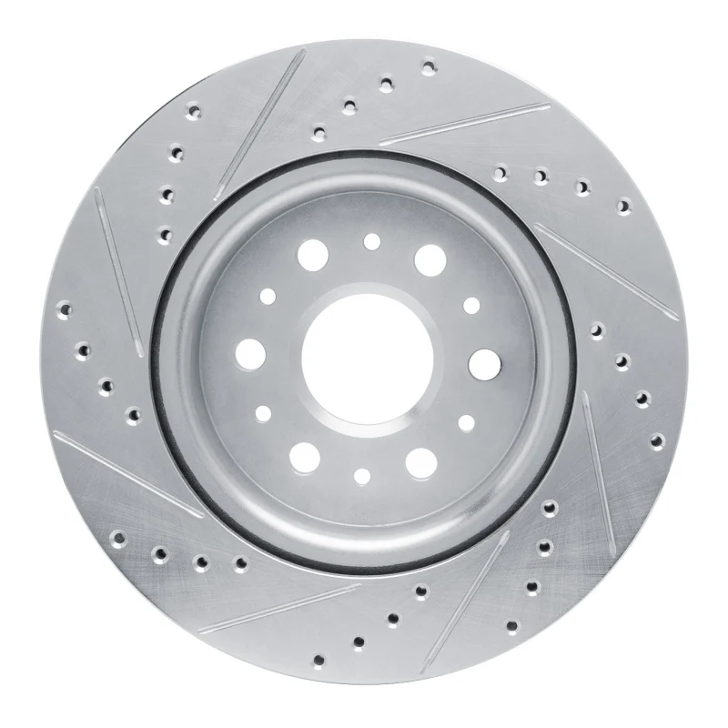 R1 17-25 Buick Enclave Rear Right Drilled & Slotted Silver Brake Rotor - Image 5