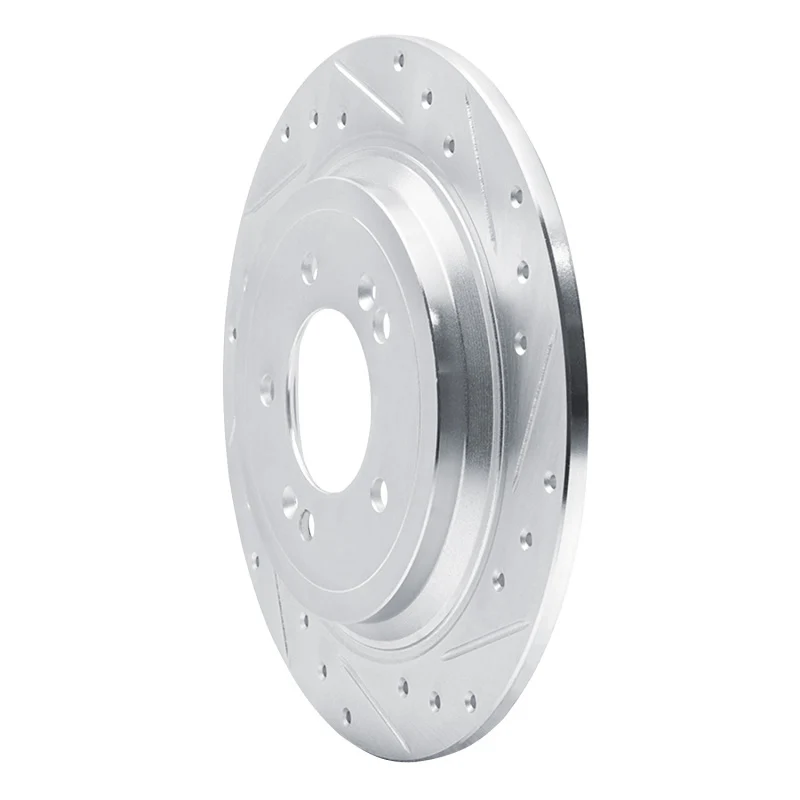 R1 17-25 Hyundai TUCSON Rear Right Drilled & Slotted Silver Brake Rotor - Image 2