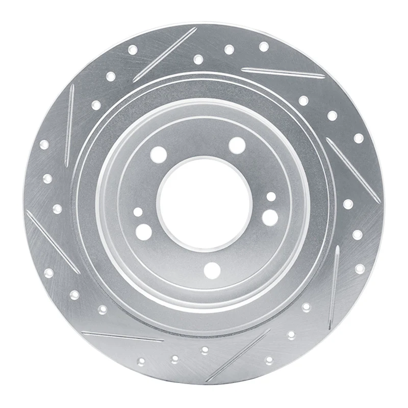 R1 17-25 Hyundai TUCSON Rear Right Drilled & Slotted Silver Brake Rotor - Image 4