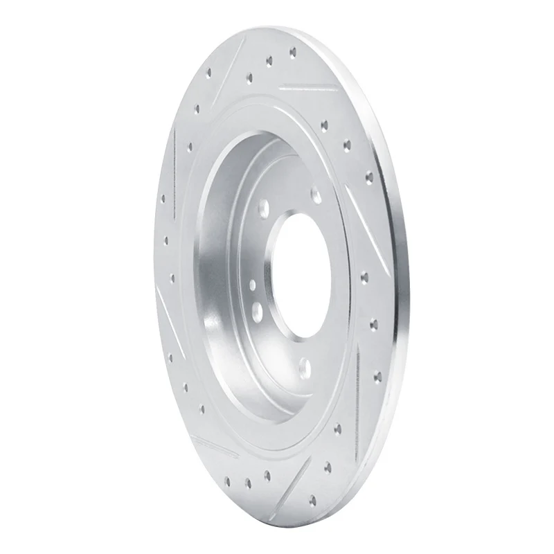 R1 17-25 Hyundai TUCSON Rear Right Drilled & Slotted Silver Brake Rotor - Image 5