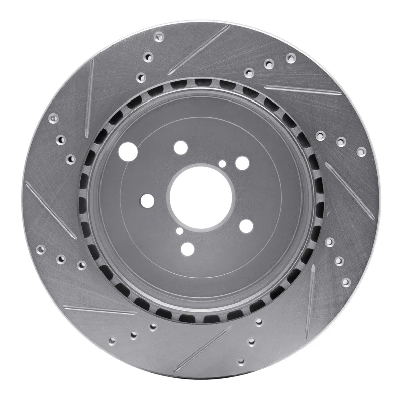 R1 17-25 Subaru BRZ Rear Right Drilled & Slotted Silver Brake Rotor - Image 5