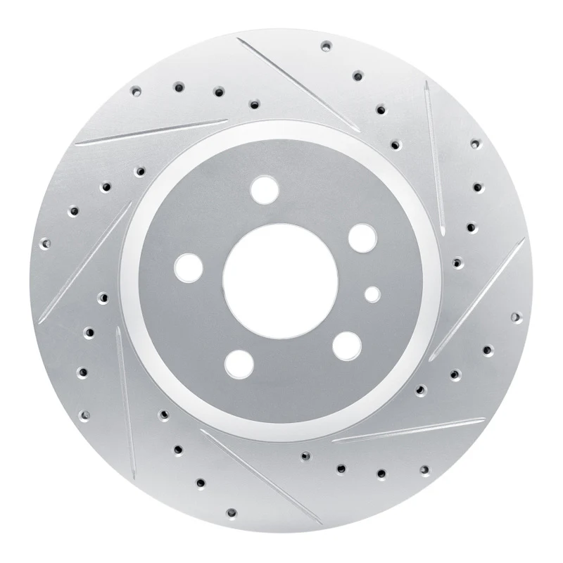 R1 17-25 Tesla Model 3 Front Right Drilled & Slotted Silver Brake Rotor
