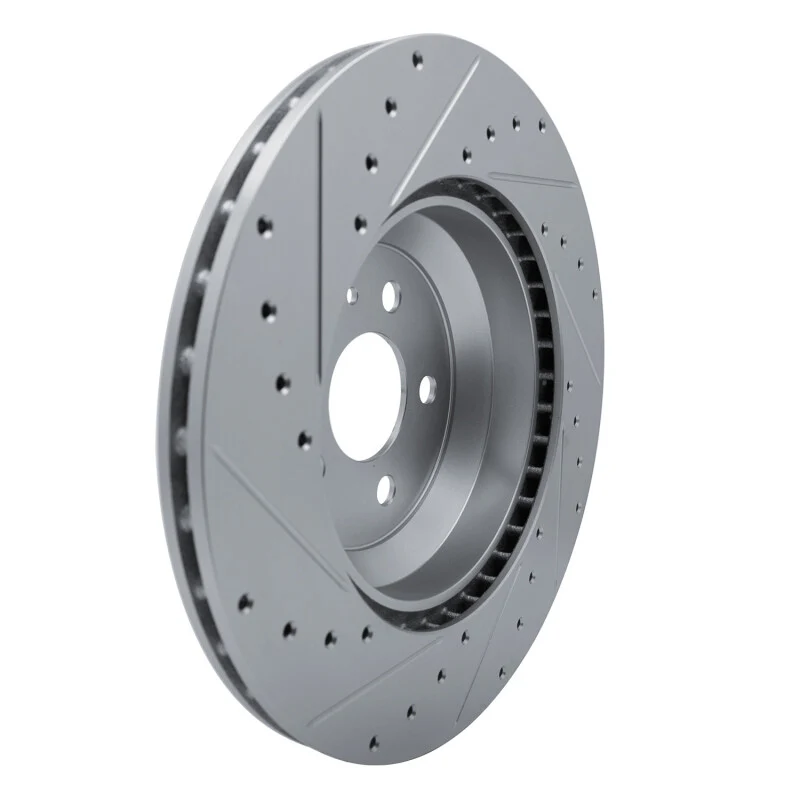 R1 17-25 Tesla Model 3 Front Right Drilled & Slotted Silver Brake Rotor - Image 2