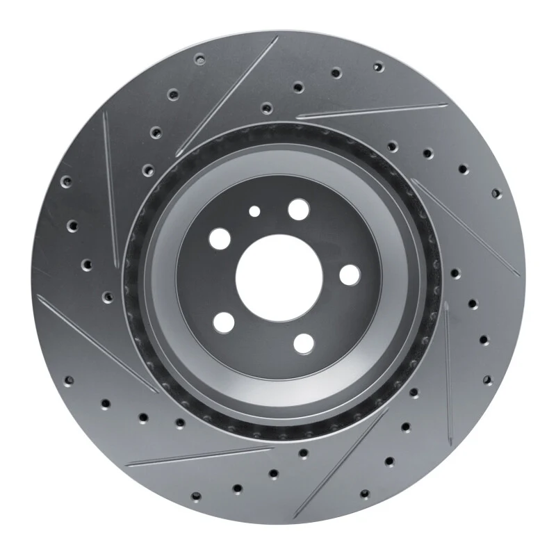 R1 17-25 Tesla Model 3 Front Right Drilled & Slotted Silver Brake Rotor - Image 3