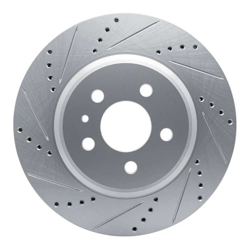 R1 17-25 Tesla Model 3 Rear Left Drilled & Slotted Silver Brake Rotor