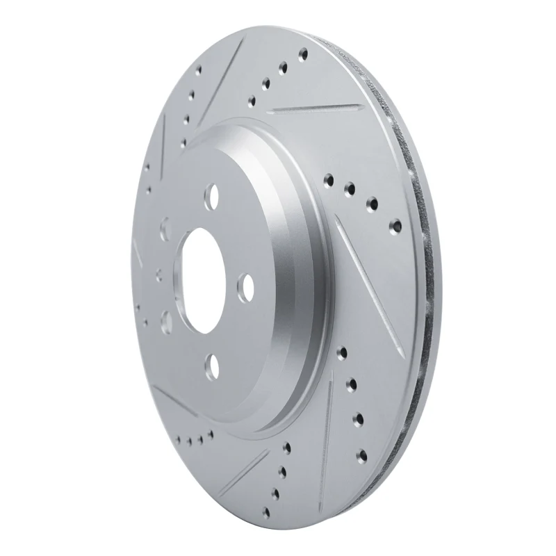 R1 17-25 Tesla Model 3 Rear Left Drilled & Slotted Silver Brake Rotor - Image 3