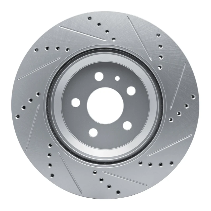 R1 17-25 Tesla Model 3 Rear Left Drilled & Slotted Silver Brake Rotor - Image 4