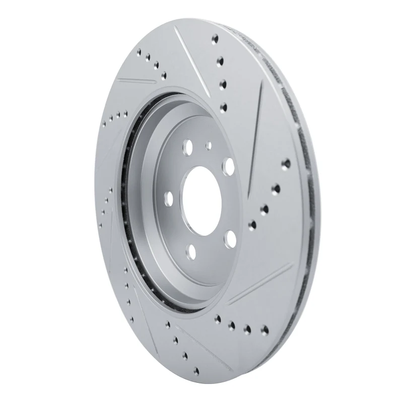 R1 17-25 Tesla Model 3 Rear Left Drilled & Slotted Silver Brake Rotor - Image 5