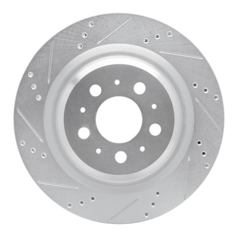 R1 17-25 Tesla Model 3 Rear Left Drilled & Slotted Silver Brake Rotor