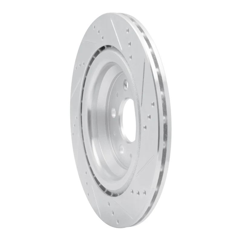 R1 17-25 Tesla Model 3 Rear Left Drilled & Slotted Silver Brake Rotor - Image 5