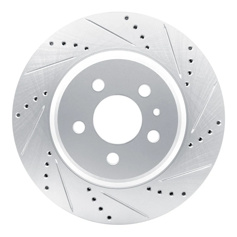 R1 17-25 Tesla Model 3 Rear Right Drilled & Slotted Silver Brake Rotor