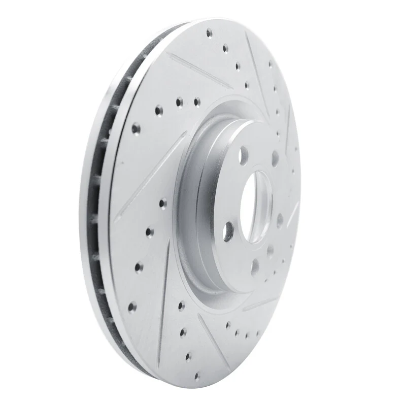 R1 17-25 Volvo S90 Front Right Drilled & Slotted Silver Brake Rotor - Image 3