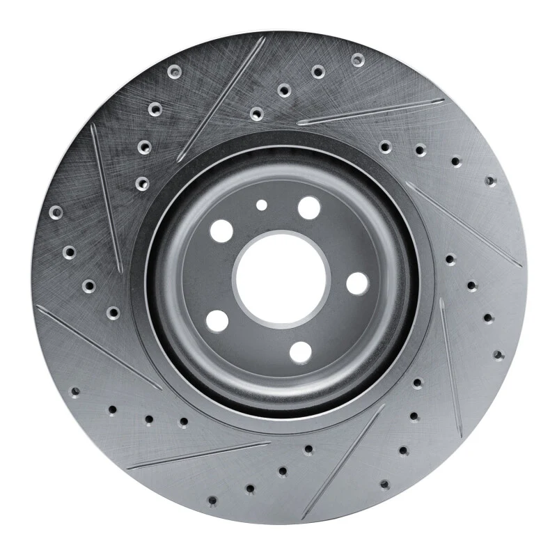 R1 17-25 Volvo S90 Front Right Drilled & Slotted Silver Brake Rotor - Image 5
