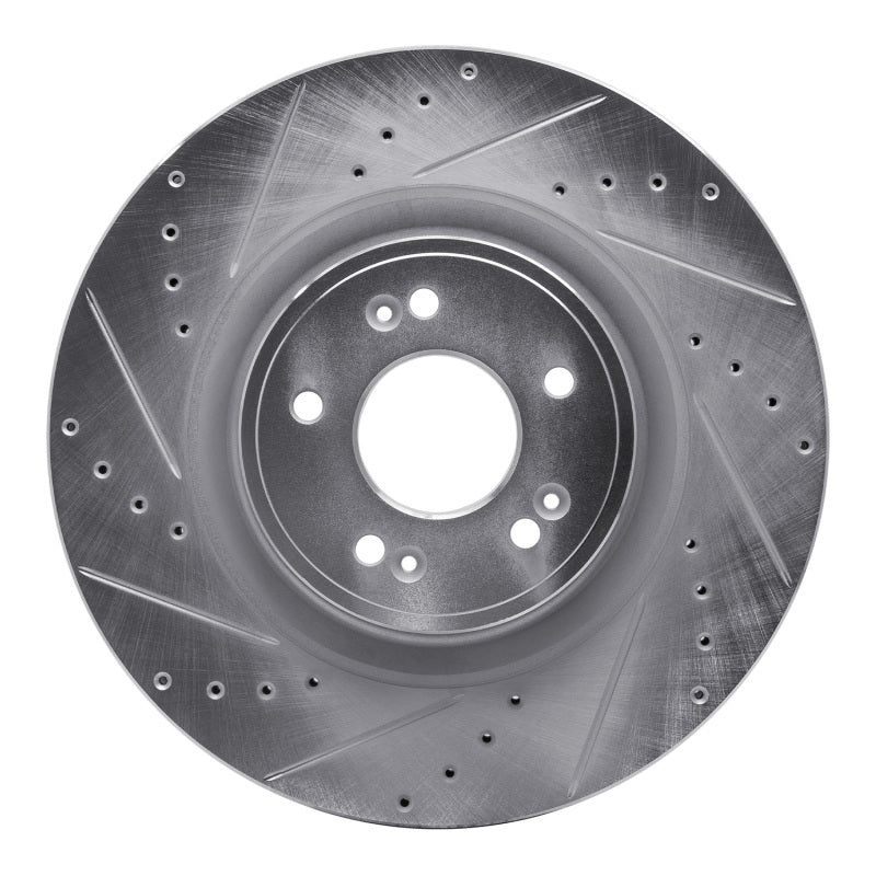 R1 18-20 Genesis G80 Front Left Drilled & Slotted Silver Brake Rotor