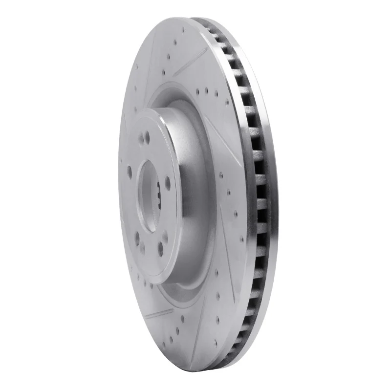 R1 18-20 Genesis G80 Front Left Drilled & Slotted Silver Brake Rotor - Image 4