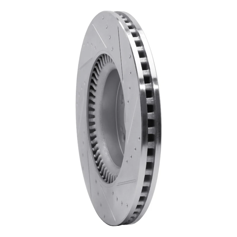 R1 18-20 Genesis G80 Front Left Drilled & Slotted Silver Brake Rotor - Image 5