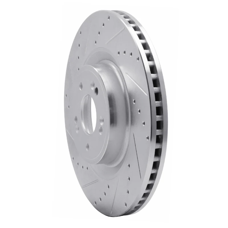 R1 18-20 Genesis G80 Front Left Drilled & Slotted Silver Brake Rotor - Image 3