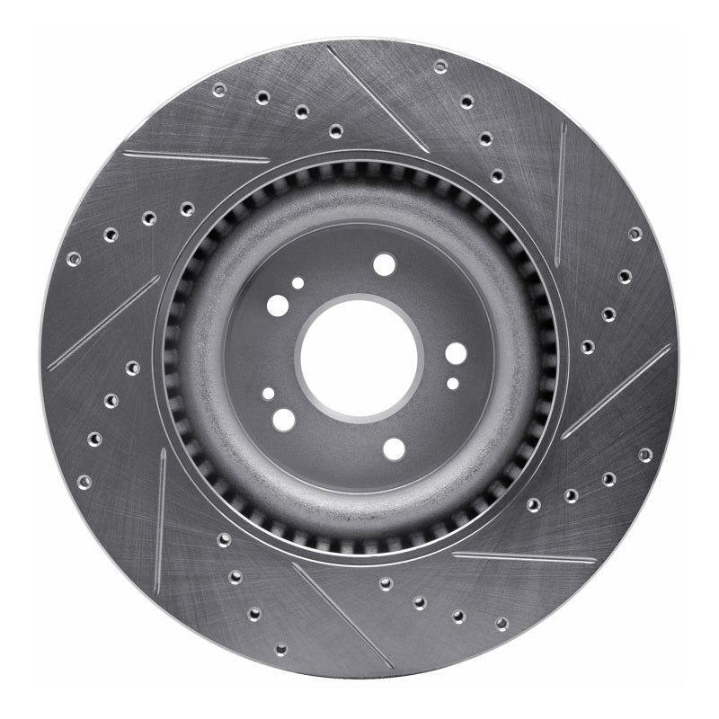 R1 18-20 Genesis G80 Front Left Drilled & Slotted Silver Brake Rotor - Image 4