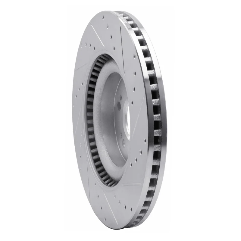 R1 18-20 Genesis G80 Front Left Drilled & Slotted Silver Brake Rotor - Image 5