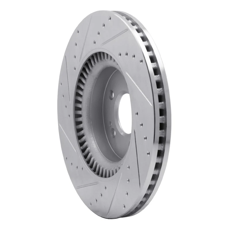 R1 18-20 Genesis G80 Front Right Drilled & Slotted Silver Brake Rotor - Image 2