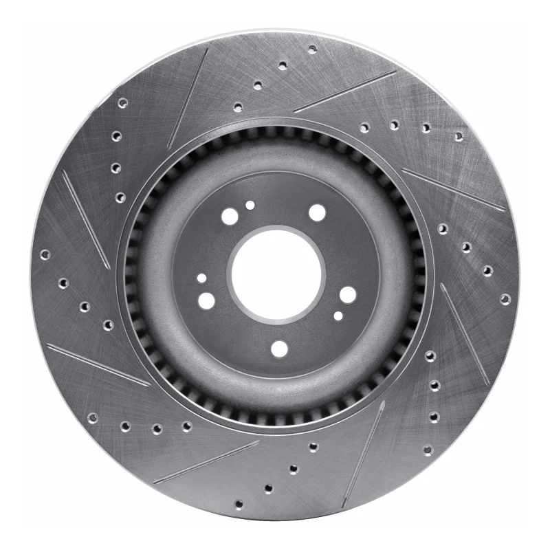 R1 18-20 Genesis G80 Front Right Drilled & Slotted Silver Brake Rotor - Image 2