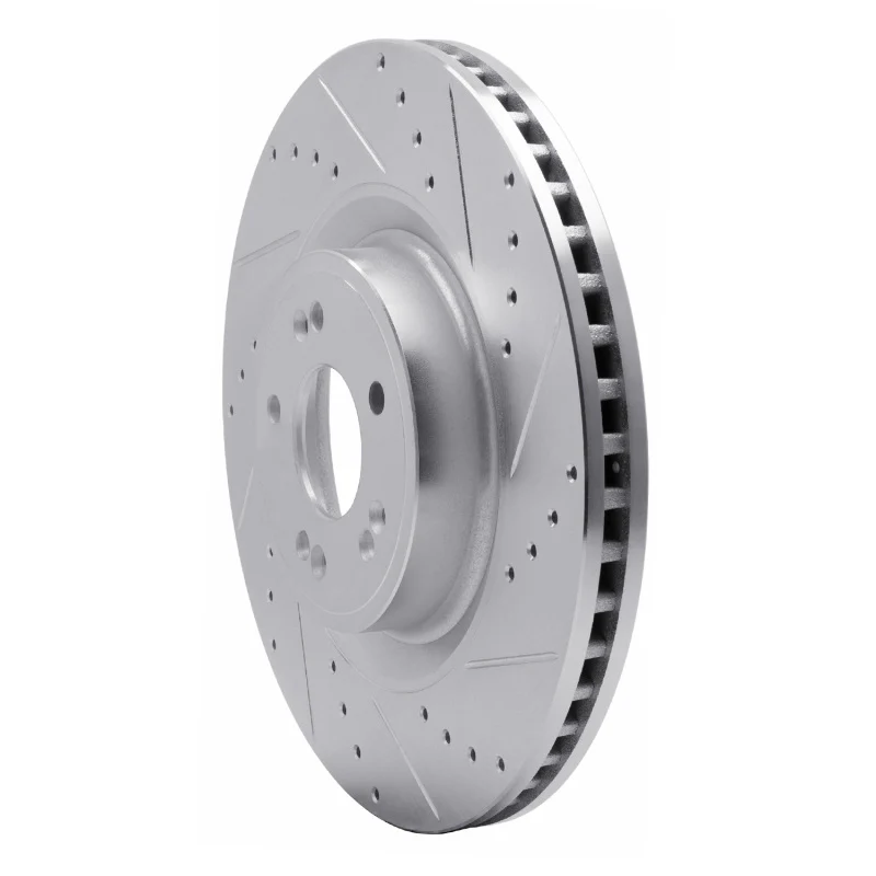 R1 18-20 Genesis G80 Front Right Drilled & Slotted Silver Brake Rotor - Image 4