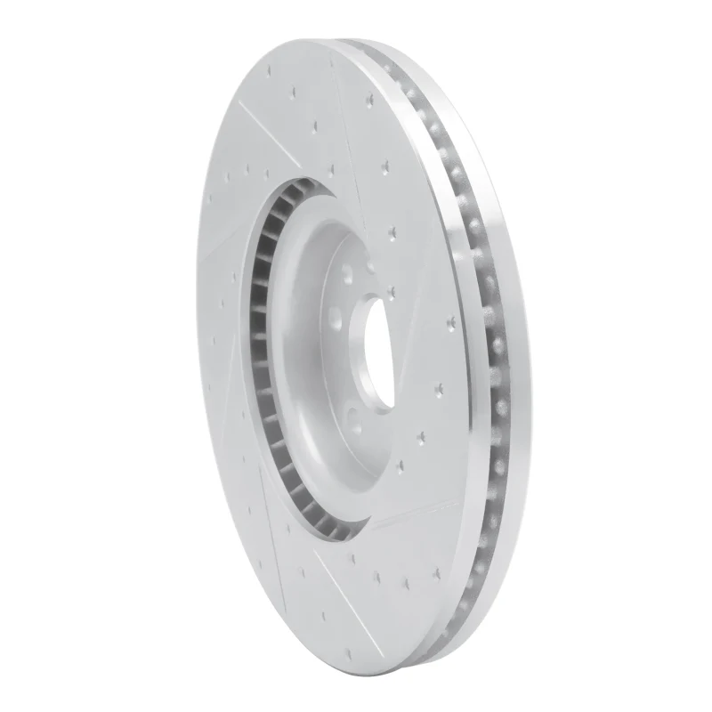 R1 18-20 Jaguar E-Pace Front Left Drilled & Slotted Silver Brake Rotor - Image 2