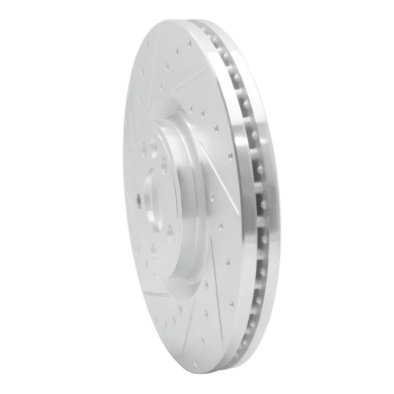 R1 18-20 Jaguar E-Pace Front Left Drilled & Slotted Silver Brake Rotor - Image 3