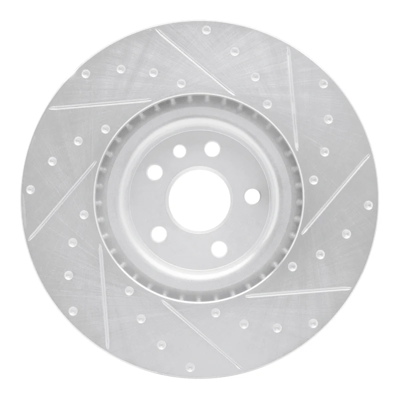 R1 18-20 Jaguar E-Pace Front Left Drilled & Slotted Silver Brake Rotor - Image 4