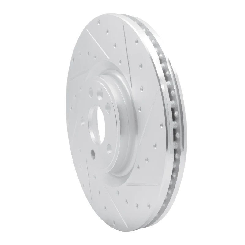 R1 18-20 Jaguar E-Pace Front Right Drilled & Slotted Silver Brake Rotor - Image 2