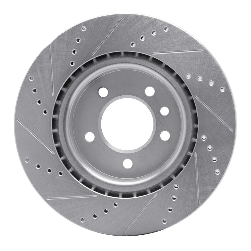 R1 18-20 Land Rover Discovery Rear Right Drilled & Slotted Silver Brake Rotor - Image 2