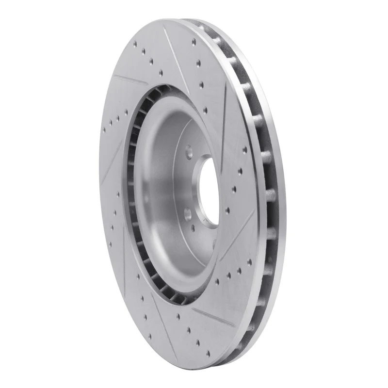 R1 18-22 Genesis G70 Front Left Drilled & Slotted Silver Brake Rotor - Image 2