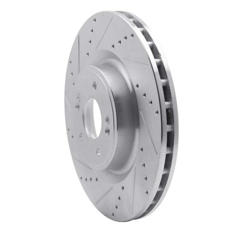 R1 18-22 Genesis G70 Front Left Drilled & Slotted Silver Brake Rotor - Image 3
