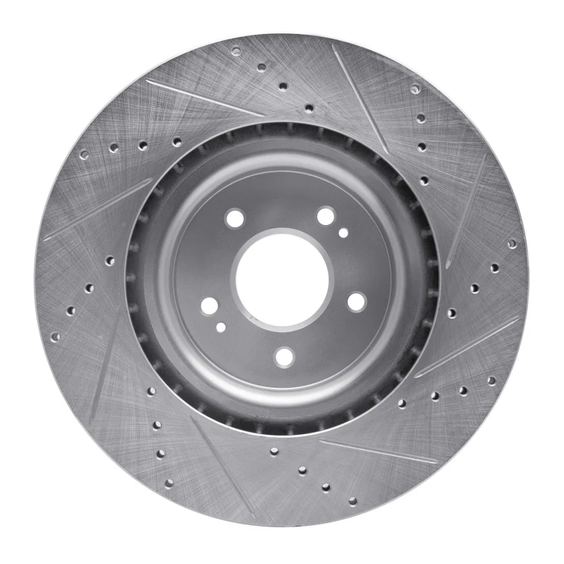R1 18-22 Genesis G70 Front Left Drilled & Slotted Silver Brake Rotor - Image 5