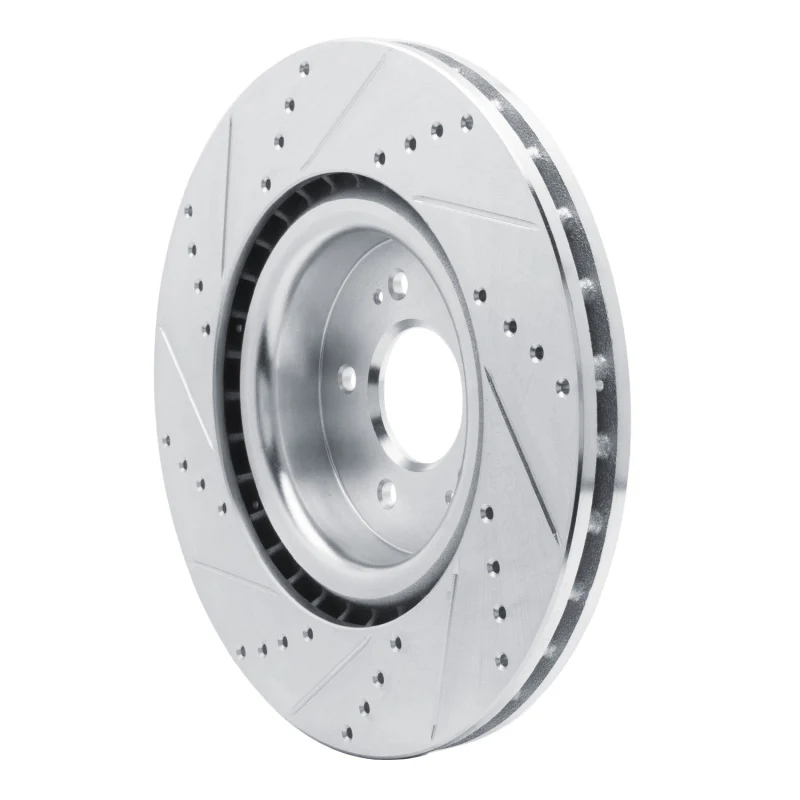 R1 18-22 Genesis G70 Front Right Drilled & Slotted Silver Brake Rotor - Image 5