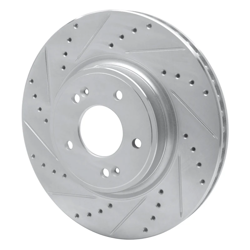R1 18-23 Genesis G70 Front Left Drilled & Slotted Silver Brake Rotor - Image 3