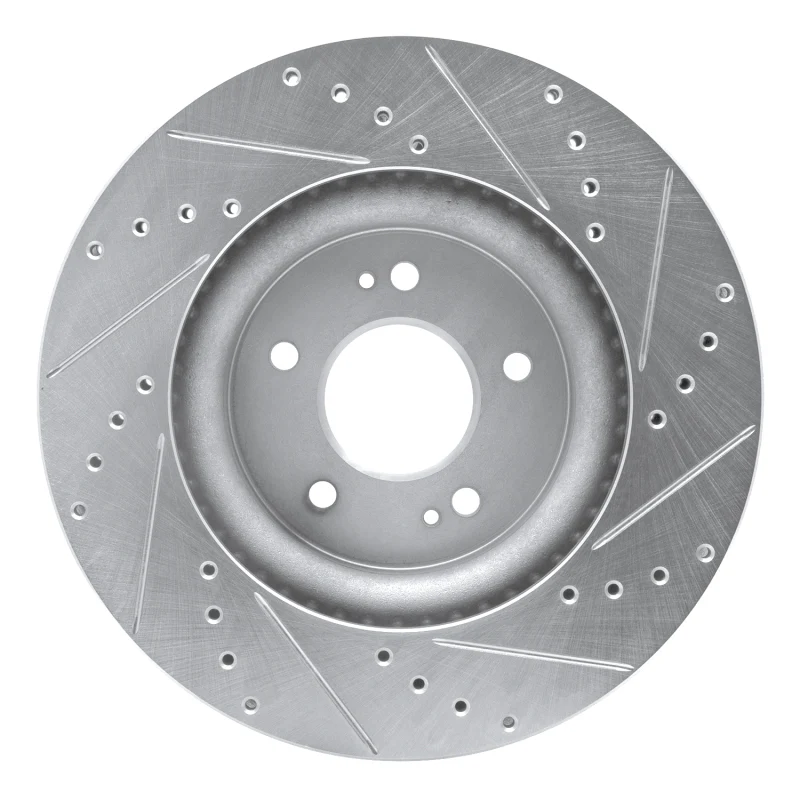 R1 18-23 Genesis G70 Front Left Drilled & Slotted Silver Brake Rotor - Image 5
