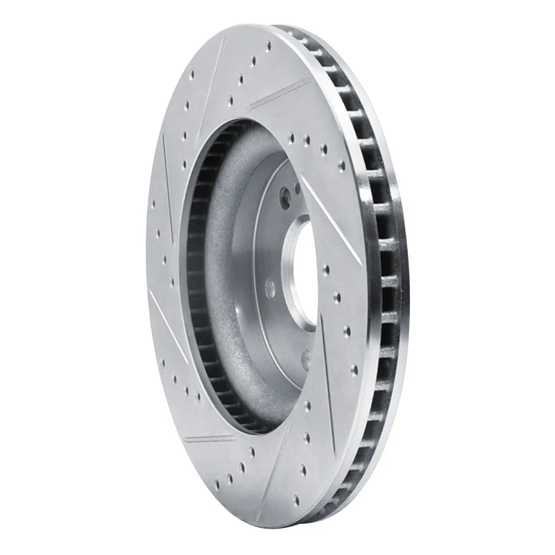 R1 18-23 Genesis G70 Front Right Drilled & Slotted Silver Brake Rotor - Image 2