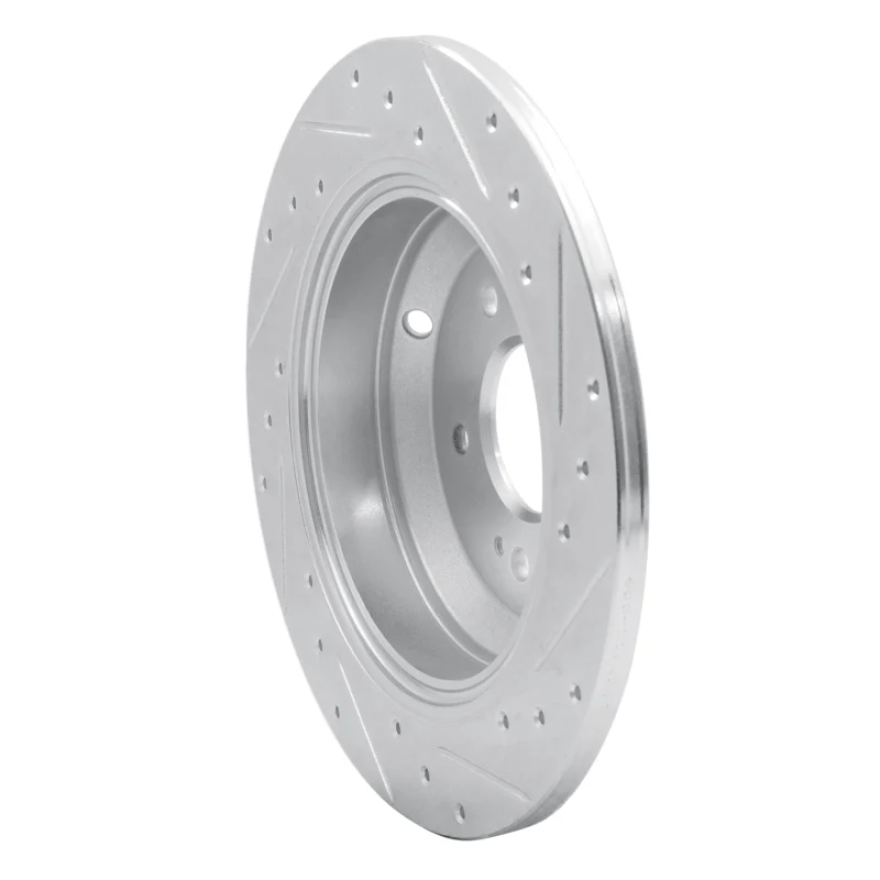 R1 18-23 Genesis G70 Rear Left Drilled & Slotted Silver Brake Rotor - Image 2
