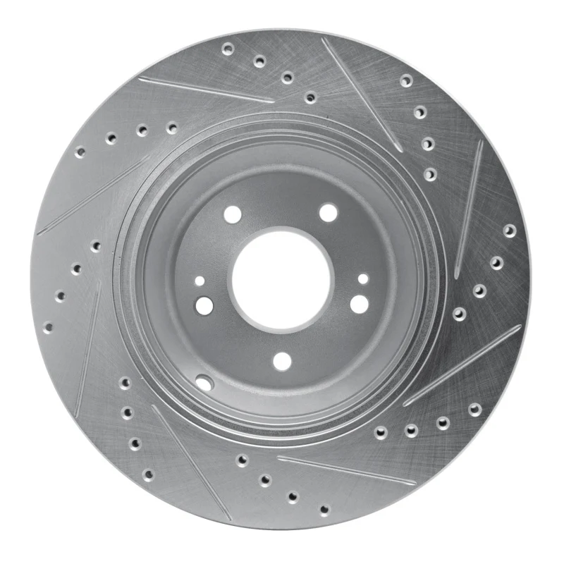 R1 18-23 Genesis G80 Rear Left Drilled & Slotted Silver Brake Rotor - Image 5