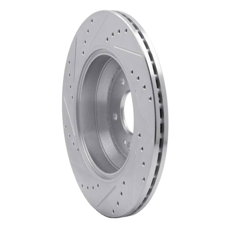 R1 18-23 Genesis G80 Rear Right Drilled & Slotted Silver Brake Rotor - Image 2