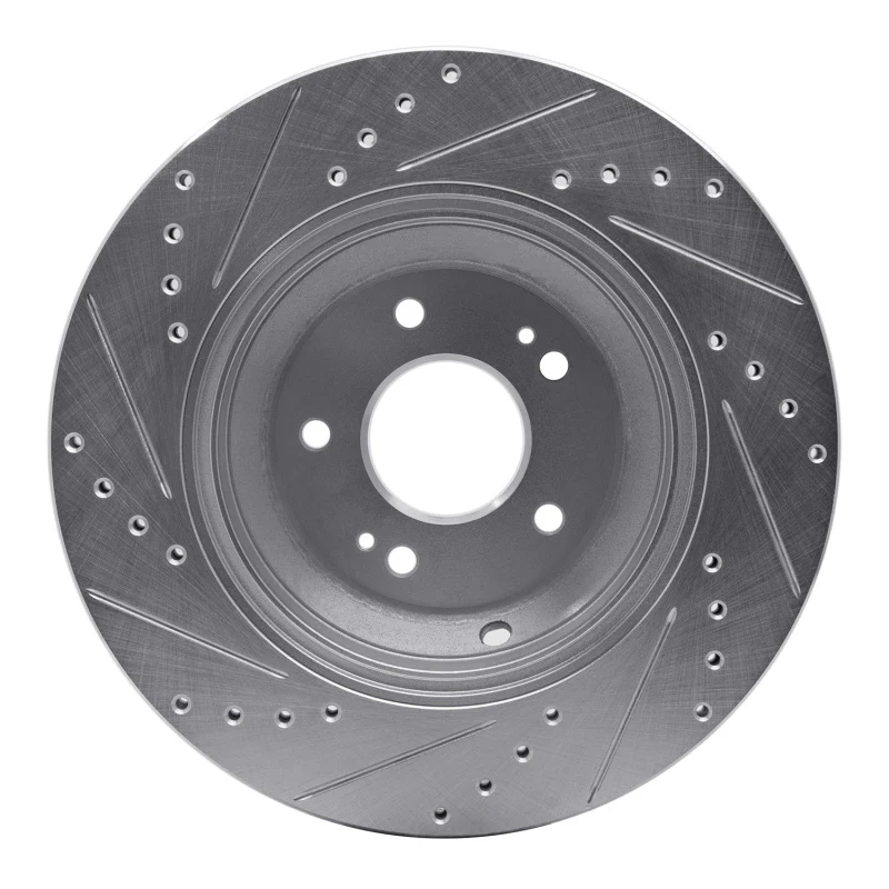 R1 18-23 Genesis G80 Rear Right Drilled & Slotted Silver Brake Rotor - Image 3