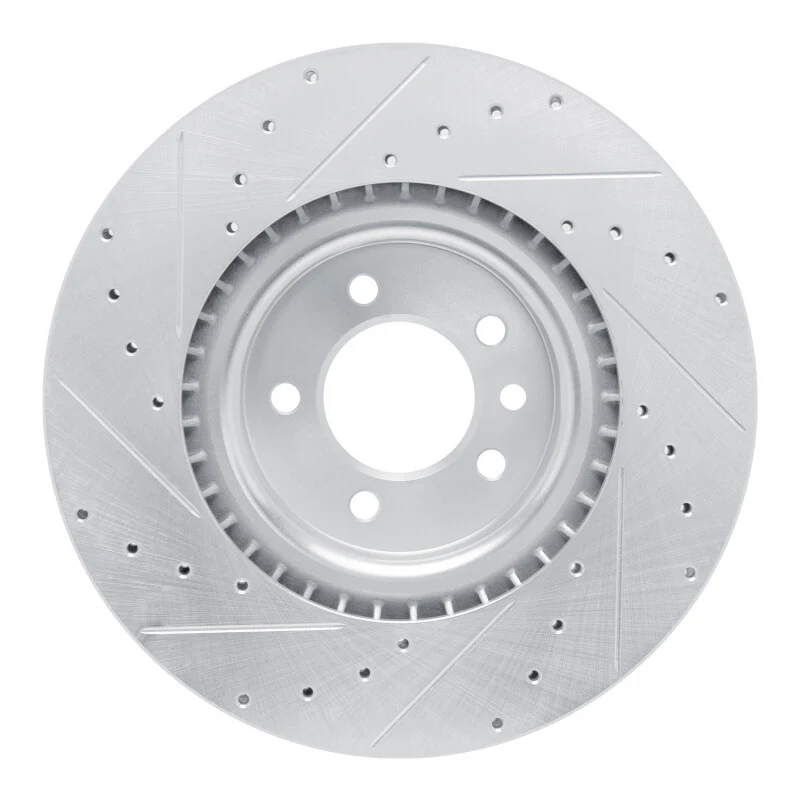R1 18-24 Land Rover Discovery Front Right Drilled & Slotted Silver Brake Rotor - Image 2