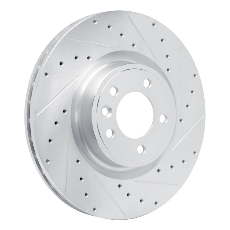 R1 18-24 Land Rover Discovery Front Right Drilled & Slotted Silver Brake Rotor - Image 3
