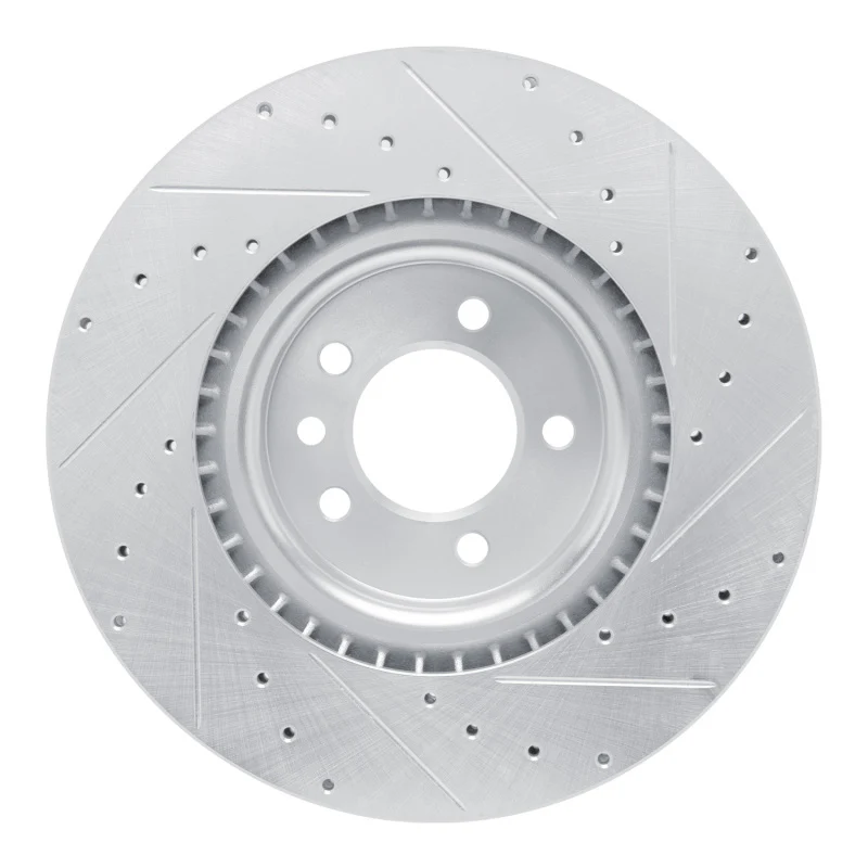 R1 18-24 Land Rover Range Rover Front Left Drilled & Slotted Silver Brake Rotor - Image 4